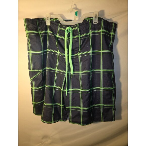 OP Mens Swimsuit Swim Trunks Size 2XL XXL Black Green Elastic Waist Big & Tall - Picture 1 of 2